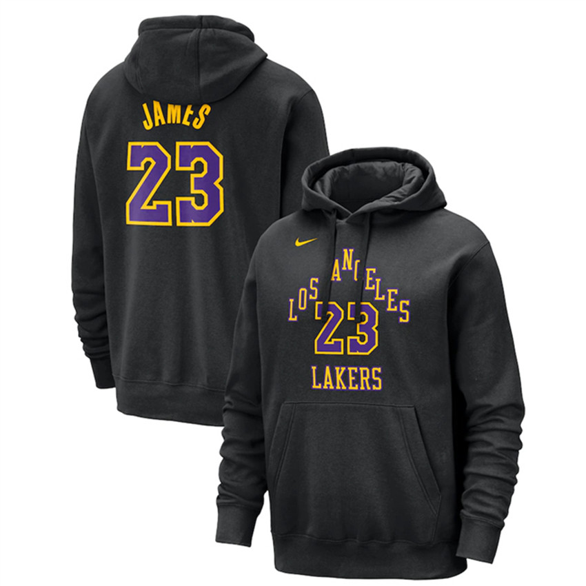 Men's Black Los Angeles Lakers #23 LeBron James 2023/24 City Edition Name & Number Pullover Hoodie